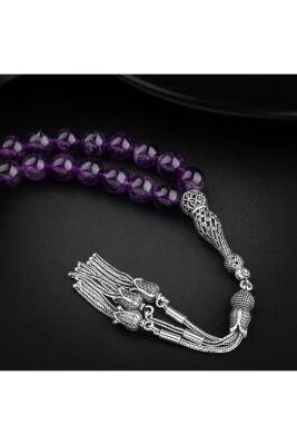 Ametist Doğal Taş 9mm Gümüş Tesbih - 2