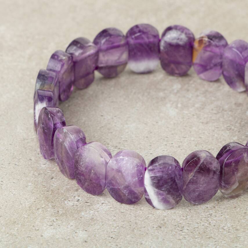 Ametist Doğal Taş Geniş Kesim Bileklik - 2