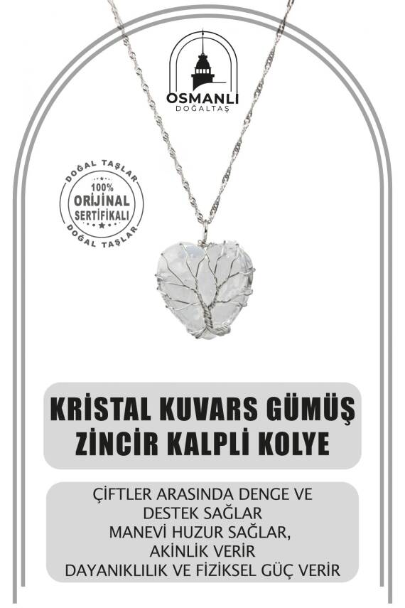 Ametist Doğal Taş Gümüş Zincir Yonca Kolye - 1