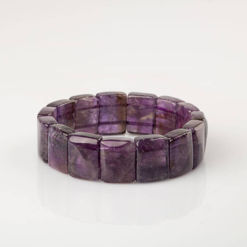 Ametist Doğal Taş Kare Kesim Geniş Kesim Bileklik - 4