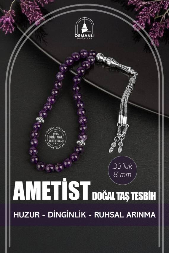 Ametist Doğal Taş Tesbih 33lük - 8mm - 1