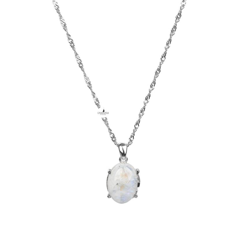 Ametist Hayat Ağacı Doğal Taş Gümüş Zincir Kolye - 2