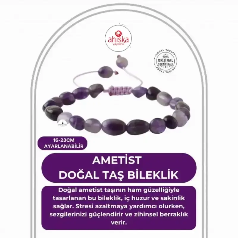 Ametist Natürel Kesim Doğal Taş Bileklik - 1