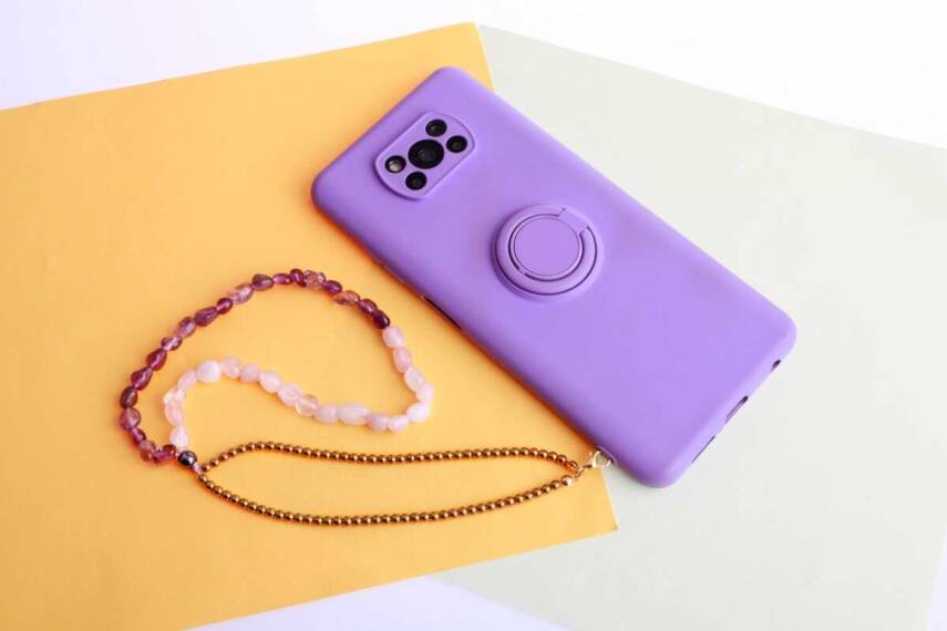 Ametist, Pembe Kuvars Doğal Taş İkili Telefon İpi - 1