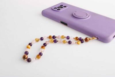 Ametist, Pembe Kuvars, Kaplan Gözü Doğal Taş Telefon İpi - Doğal Taş