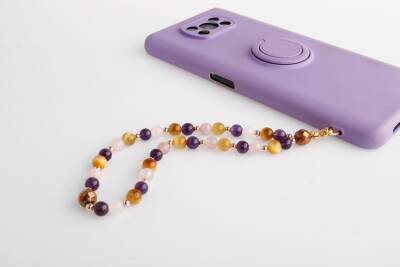 Ametist, Pembe Kuvars, Kaplan Gözü Doğal Taş Telefon İpi - Osmanlı Doğaltaş