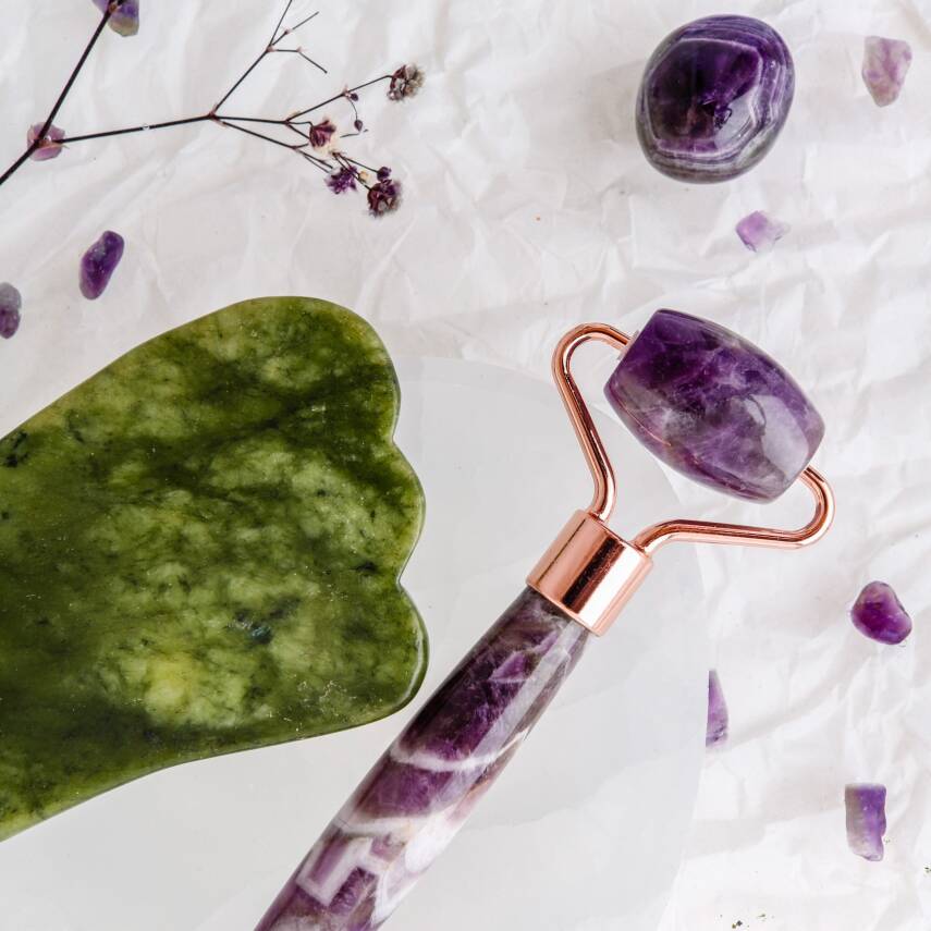 Ametist Roller ve Yeşim Kaz Ayağı Gua Sha Takımı - 3