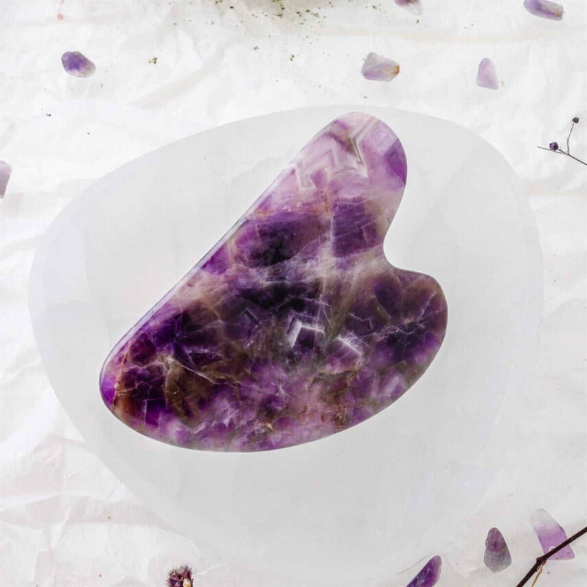 Ametist Taşı Gua Sha Yüz Masaj Taşı Kalpli - 4