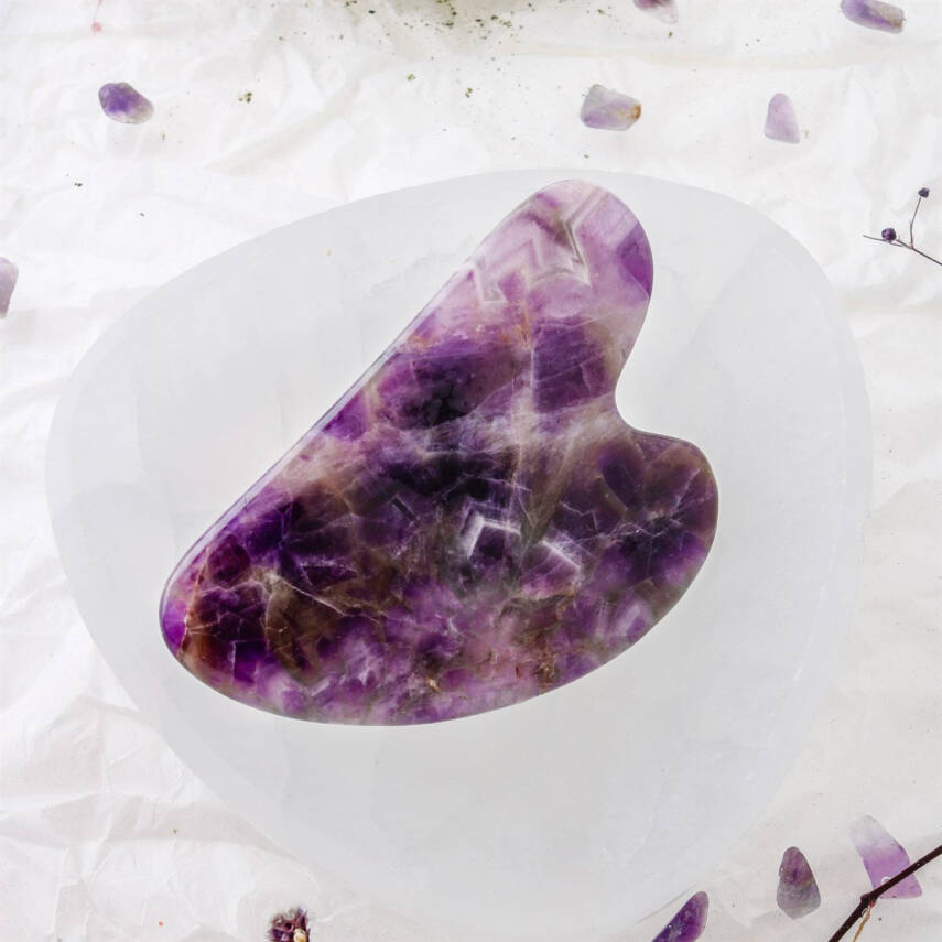 Ametist Taşı Gua Sha Yüz Masaj Taşı Kalpli - 4