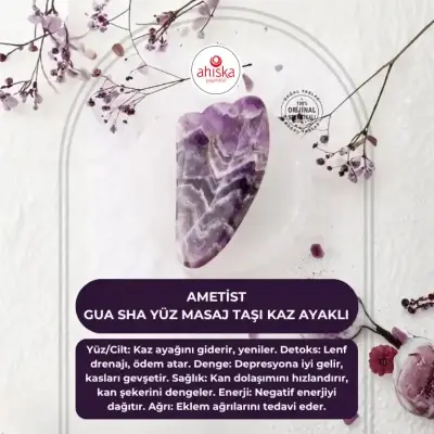 Ametist Taşı Gua Sha Yüz Masaj Taşı Kaz Ayaklı - Doğal Taş (1)