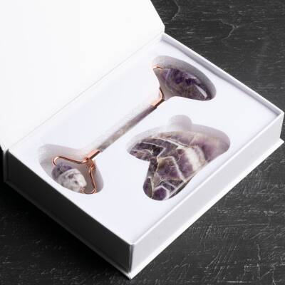 Ametist Taşı Masaj Takımı - Roller ve Gua Sha Kaz Ayaklı Set - 2