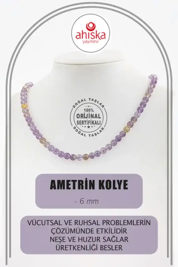 Ametrin 6 mm Dizi Doğal Taş Kolye - 1