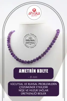 Ametrin 8 mm Dizi Doğal Taş Kolye - 1