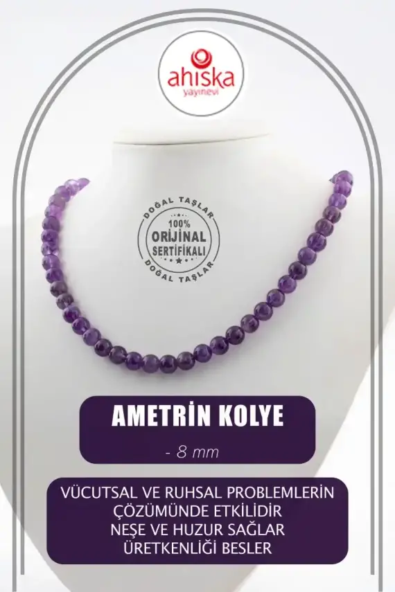 Ametrin 8 mm Dizi Doğal Taş Kolye - 1