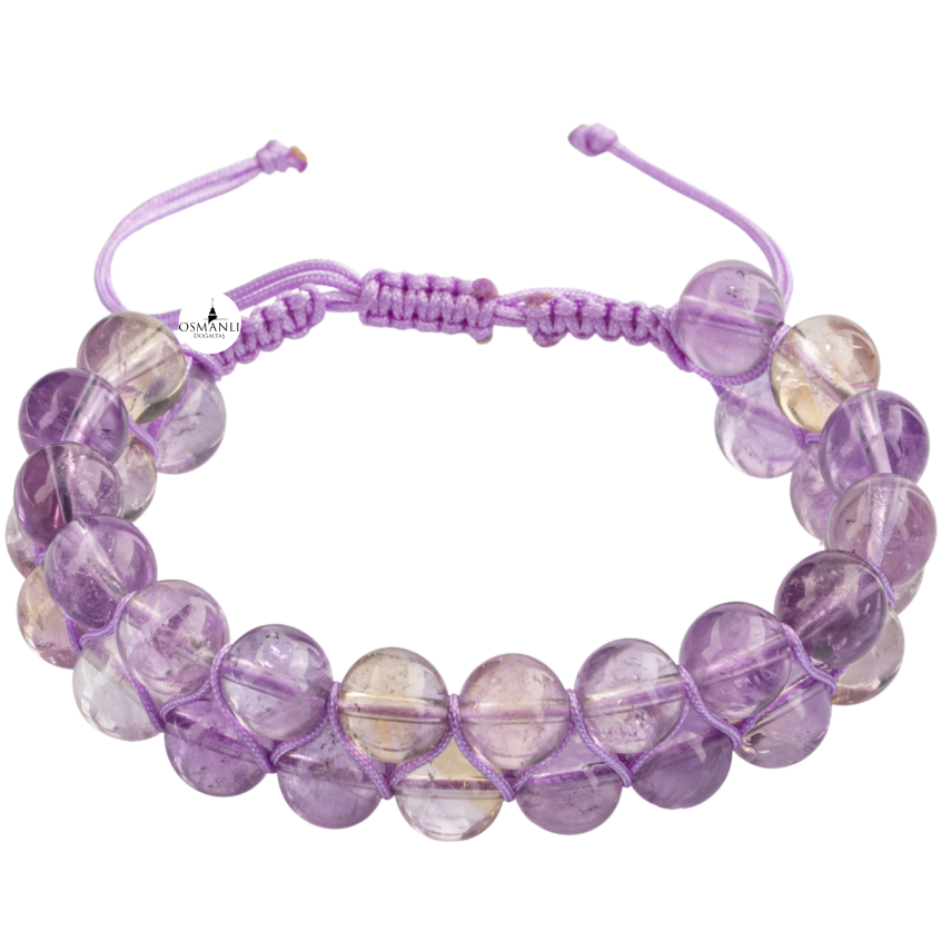 Ametrin 8mm Çift Sıra Makrome Doğal Taş Bileklik - 2