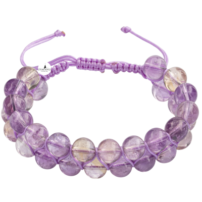 Ametrin 8mm Çift Sıra Makrome Doğal Taş Bileklik - 3