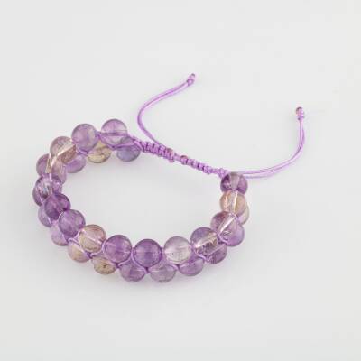 Ametrin 8mm Çift Sıra Makrome Doğal Taş Bileklik - 4