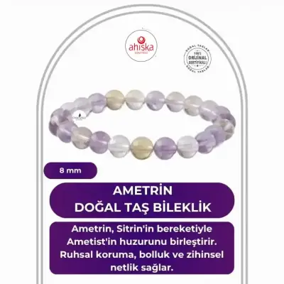 Ametrin 8mm Doğal Taş Bileklik - 1