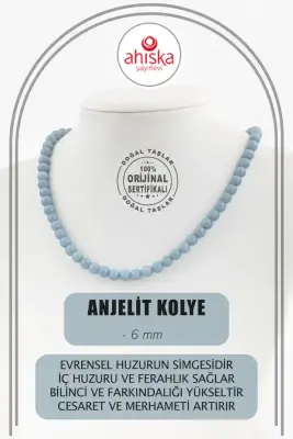 Anjelit 6 mm Dizi Doğal Taş Kolye - 1