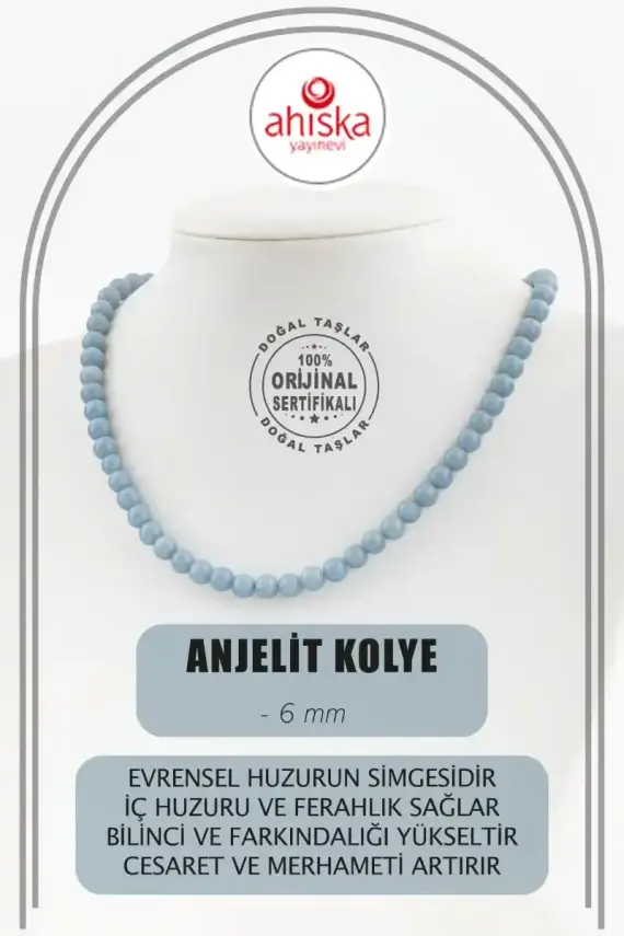 Anjelit 6 mm Dizi Doğal Taş Kolye - 1