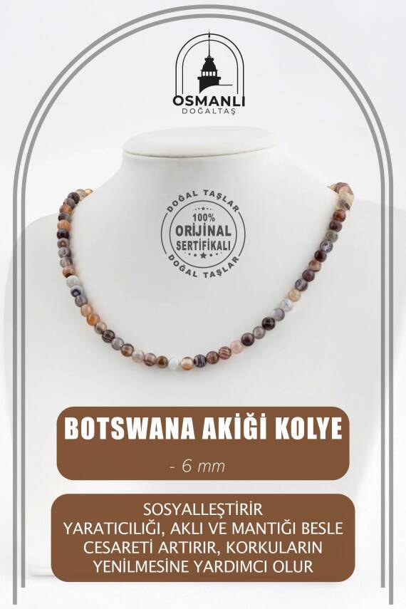 Anjelit 6 mm Dizi Doğal Taş Kolye - 2