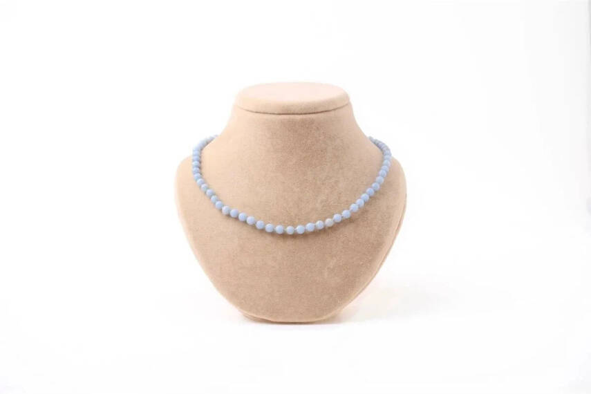 Anjelit 6 mm Düğümlü Doğal Taş Kolye - 1