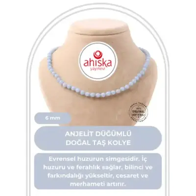 Anjelit 6 mm Düğümlü Doğal Taş Kolye - Doğal Taş (1)