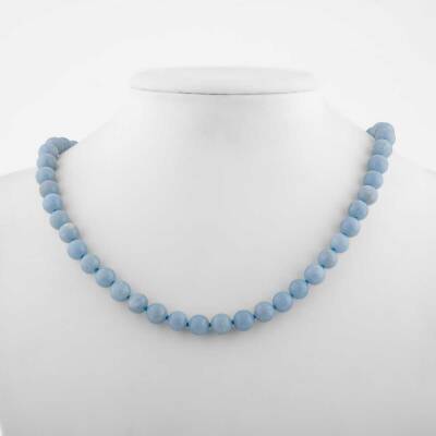 Anjelit 8 mm Düğümlü Doğal Taş Kolye - Doğal Taş