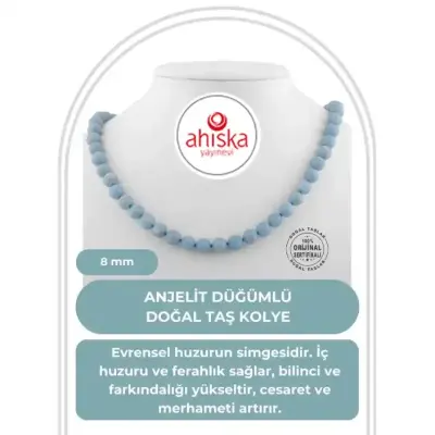 Anjelit 8 mm Düğümlü Doğal Taş Kolye - Doğal Taş (1)