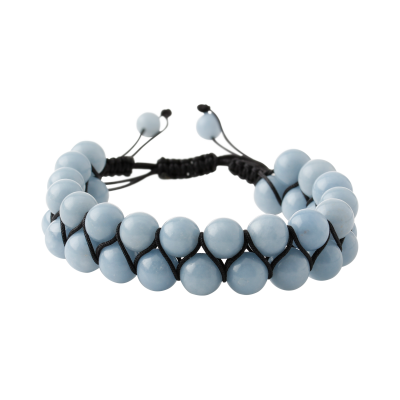Anjelit 8mm Çift Sıra Makrome Doğal Taş Bileklik - Osmanlı Doğaltaş