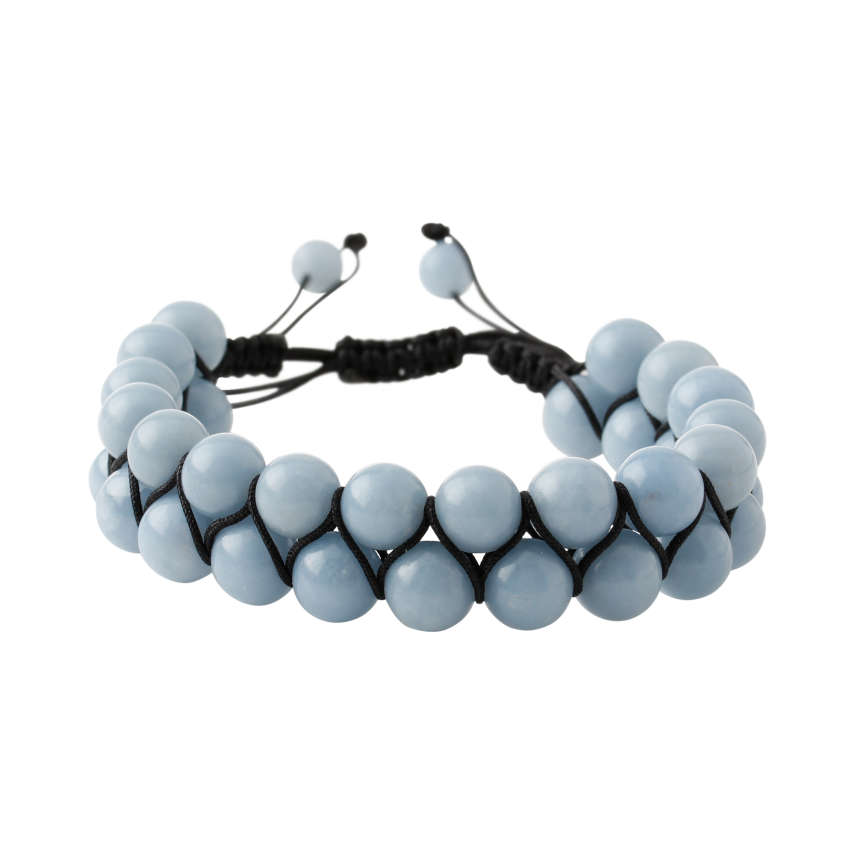 Anjelit 8mm Çift Sıra Makrome Doğal Taş Bileklik - 2