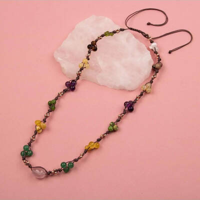 Anne Kolye Doğal Taş Rodonit-Selenit-Hematit-Kalsit-Kaplan Gözü-Sitrin-Ametist-Yeşim-Kehribar-Aventurin-Kristal Kuvars-Zebercet-Pembe Kuvars - Osmanlı Doğaltaş