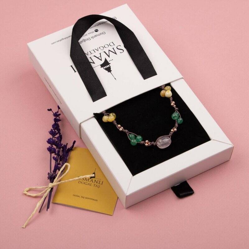 Anne Kolye Doğal Taş Rodonit-Selenit-Hematit-Kalsit-Kaplan Gözü-Sitrin-Ametist-Yeşim-Kehribar-Aventurin-Kristal Kuvars-Zebercet-Pembe Kuvars - 3