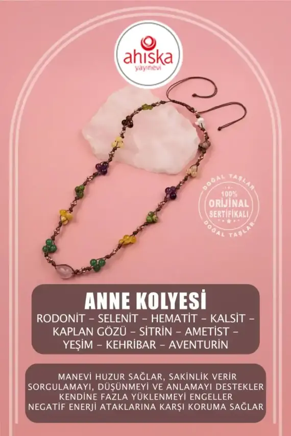 Anne Kolye Doğal Taş Rodonit-Selenit-Hematit-Kalsit-Kaplan Gözü-Sitrin-Ametist-Yeşim-Kehribar-Aventurin-Kristal Kuvars-Zebercet-Pembe Kuvars - 1