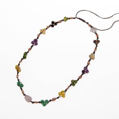 Anne Kolye Doğal Taş Rodonit-Selenit-Hematit-Kalsit-Kaplan Gözü-Sitrin-Ametist-Yeşim-Kehribar-Aventurin-Kristal Kuvars-Zebercet-Pembe Kuvars - 2