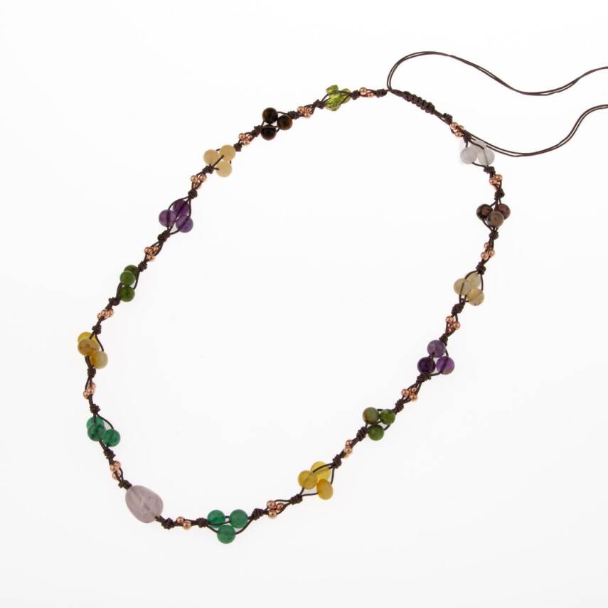 Anne Kolye Doğal Taş Rodonit-Selenit-Hematit-Kalsit-Kaplan Gözü-Sitrin-Ametist-Yeşim-Kehribar-Aventurin-Kristal Kuvars-Zebercet-Pembe Kuvars - 2