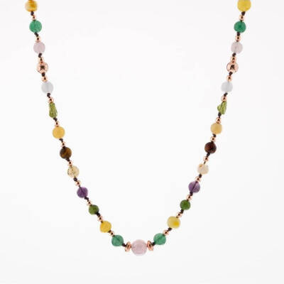 Anne Kolye Doğal Taş Selenit-Hematit-Kalsit-Kaplan Gözü-Sitrin-Ametist-Yeşim-Kehribar-Aventurin-Pembe Kuvars-Zebercet-Pembe Kuvars - 4