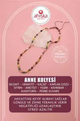 Anne Kolye Doğal Taş Selenit-Hematit-Kalsit-Kaplan Gözü-Sitrin-Ametist-Yeşim-Kehribar-Aventurin-Pembe Kuvars-Zebercet-Pembe Kuvars - 1