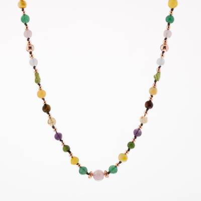 Anne Kolye Doğal Taş Selenit-Hematit-Kalsit-Kaplan Gözü-Sitrin-Ametist-Yeşim-Kehribar-Aventurin-Pembe Kuvars-Zebercet-Pembe Kuvars - 3