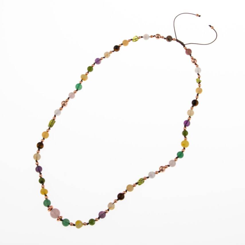 Anne Kolye Doğal Taş Selenit-Hematit-Kalsit-Kaplan Gözü-Sitrin-Ametist-Yeşim-Kehribar-Aventurin-Pembe Kuvars-Zebercet-Pembe Kuvars - 4