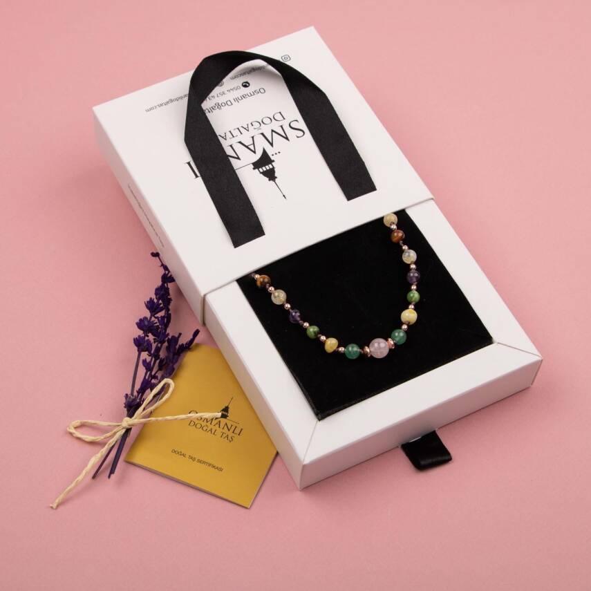 Anne Kolye Doğal Taş Selenit-Hematit-Kalsit-Kaplan Gözü-Sitrin-Ametist-Yeşim-Kehribar-Aventurin-Pembe Kuvars-Zebercet-Pembe Kuvars - 5