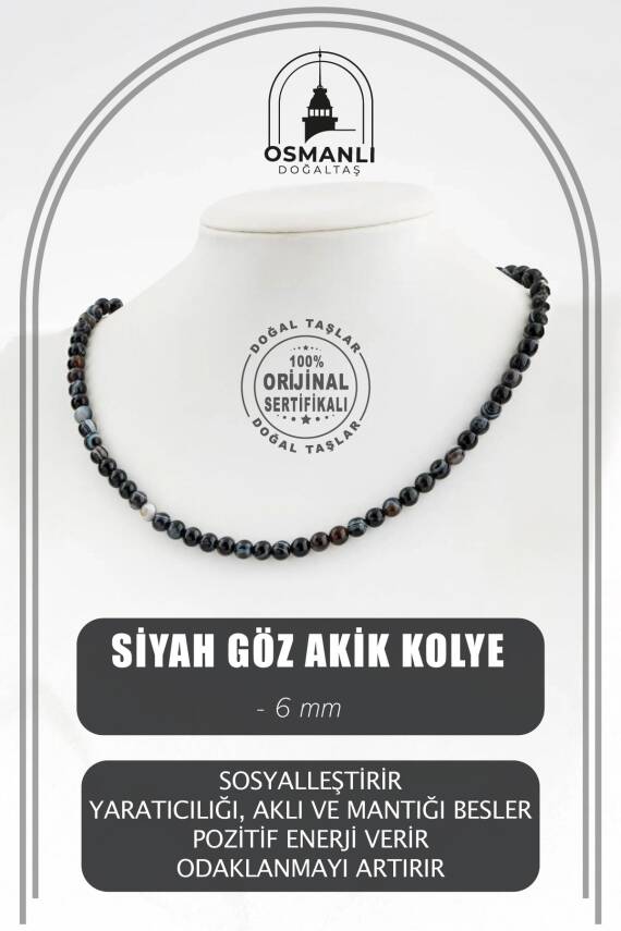 Anyolit 6 mm Dizi Doğal Taş Kolye - 2
