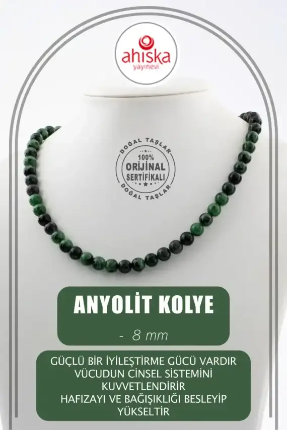 Anyolit 8 mm Dizi Doğal Taş Kolye - 1