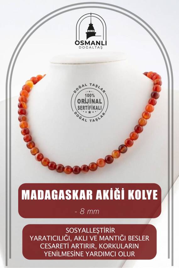 Anyolit 8 mm Dizi Doğal Taş Kolye - 1