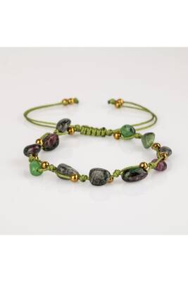 Anyolit Natürel Kesim Doğal Taş Makrome Bileklik - Osmanlı Doğaltaş