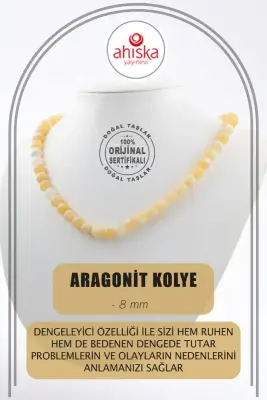 Aragonit 8 mm Dizi Doğal Taş Kolye - 1
