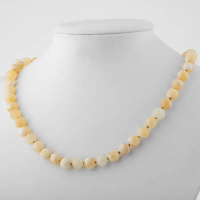 Aragonit 8 mm Düğümlü Doğal Taş Kolye - 2