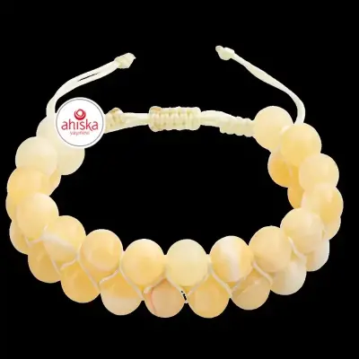 Aragonit 8mm Çift Sıra Makrome Doğal Taş Bileklik - 3
