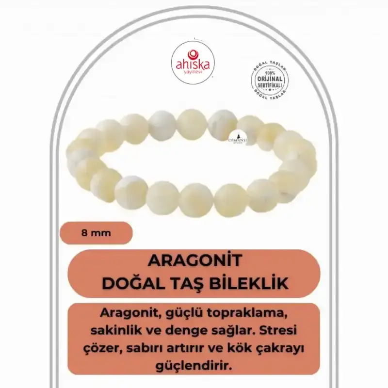 Aragonit 8mm Doğal Taş Bileklik - 1