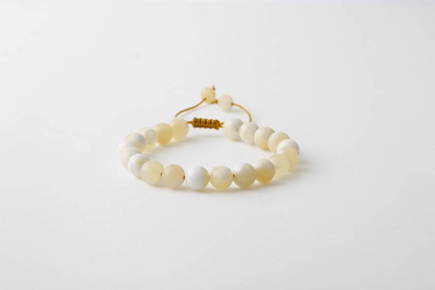 Aragonit 8mm Merdiven Kapama Doğal Taş Bileklik - 2